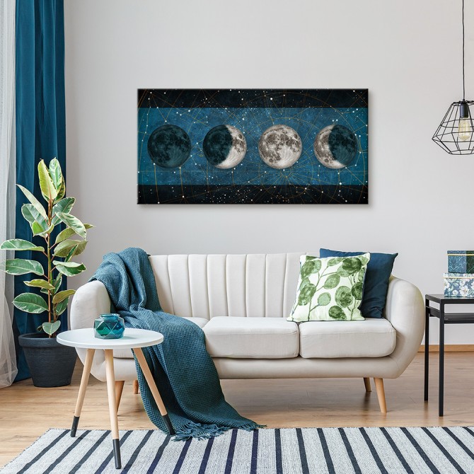 Cuadro Fases de la Luna AZUL con barras NEGRO