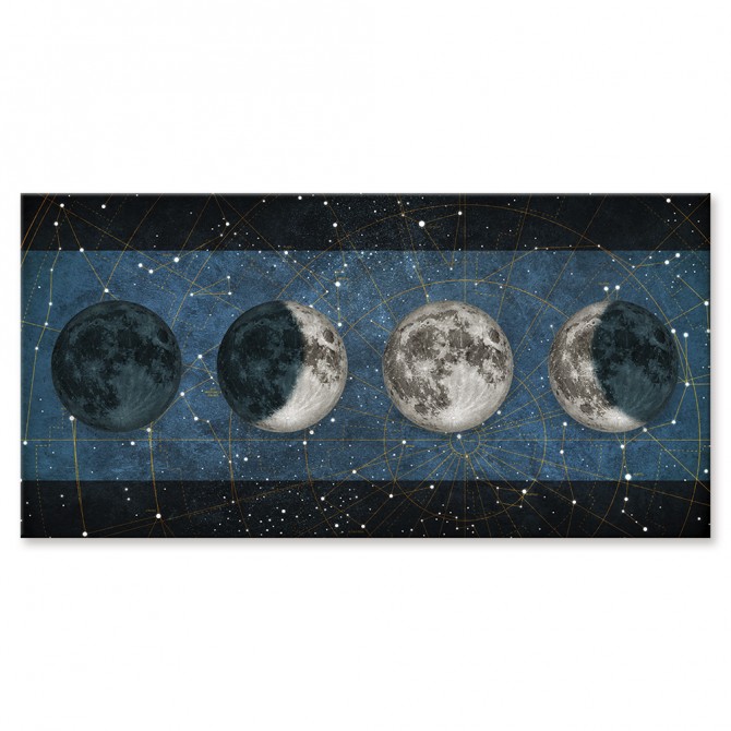 Cuadro Fases de la Luna AZUL con barras NEGRO