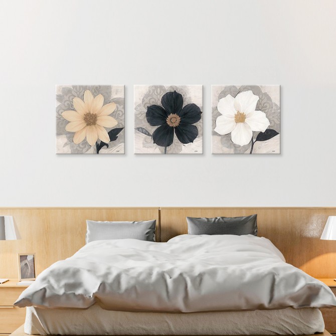 J3-M00-Set of 3 Canvas Elegance Creme - Elegance Noir - Elegance Blanc - Cuadrostock