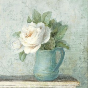 June Roses II White Blue Crop - Cuadrostock
