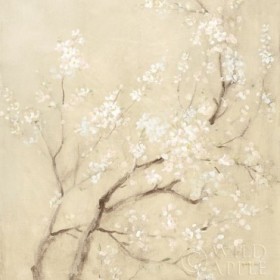 White Cherry Blossoms I Linen Crop - Cuadrostock