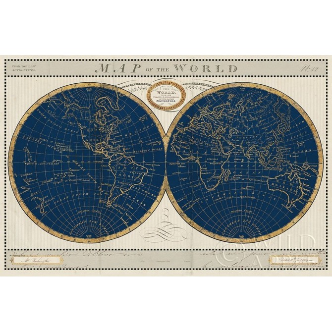 Torkingtons World Map Indigo Globes - Cuadrostock