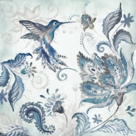 Watercolor Boho Blue Hummingbird I - Cuadrostock