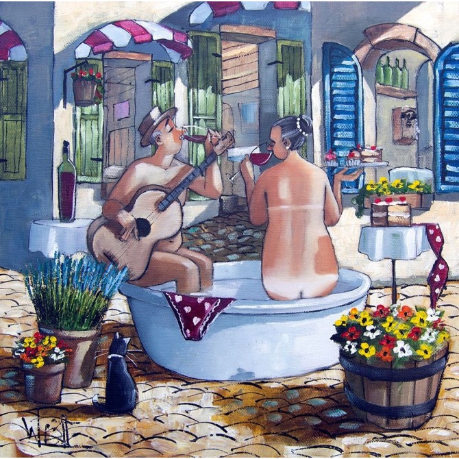 Bath and Guitar Serenade - Cuadrostock
