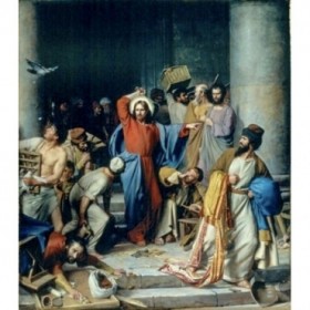 Jesus casting out the money changers at the temple - Cuadrostock