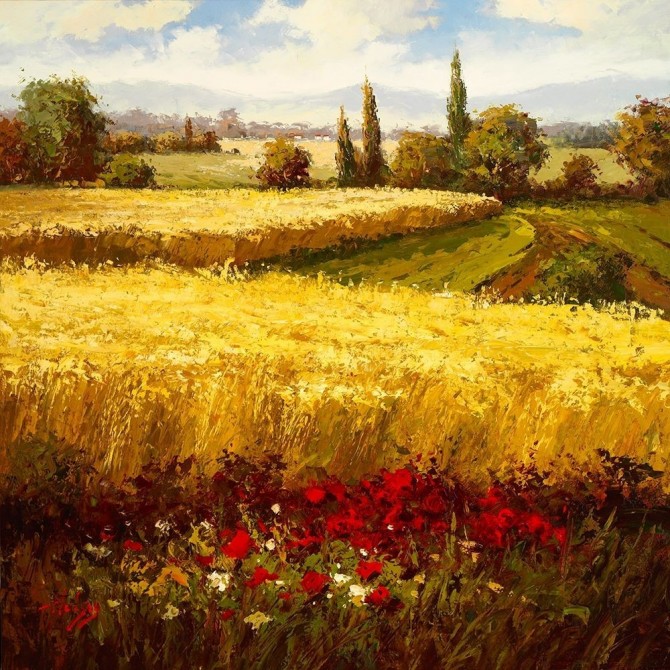 Wheat Fields and Roses - Cuadrostock