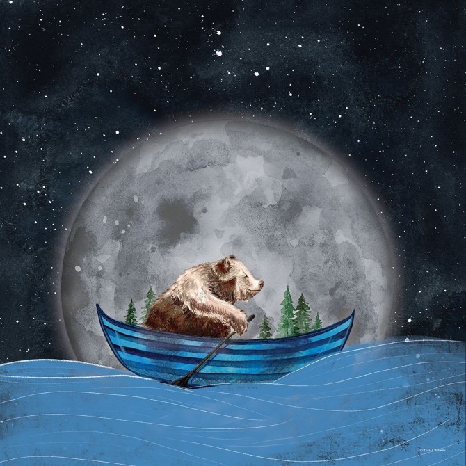 Bear Rowing in the Sea - Cuadrostock