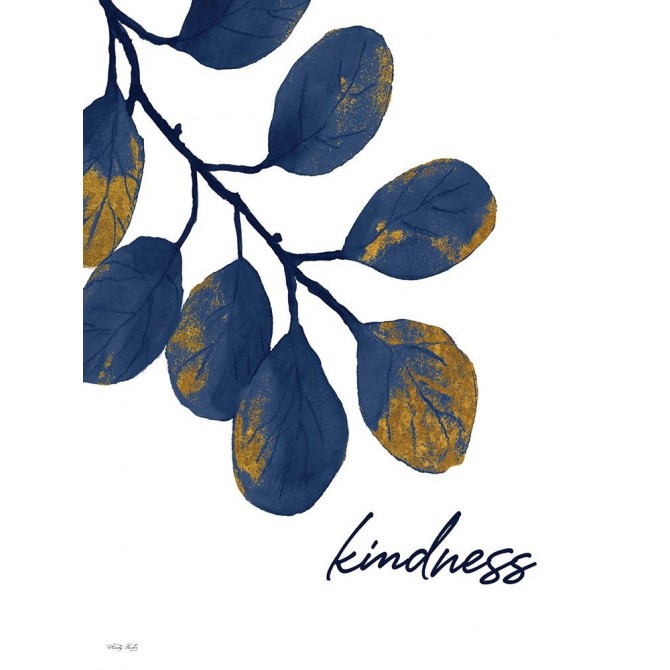 Kindness Navy Gold Leaves - Cuadrostock