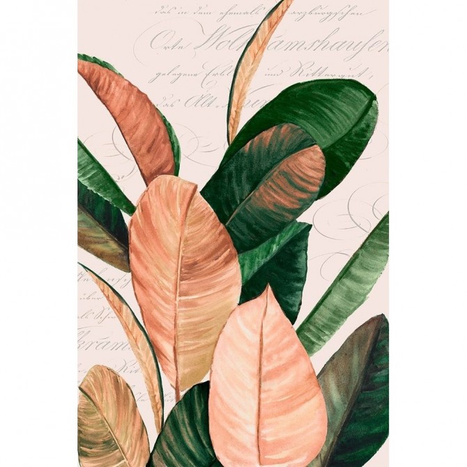 Cuadro Juego de 2 cuadros contemporáneos de estilo vintage con hojas de palmeras