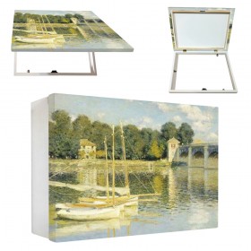 Tapacontador horizontal blanco con cuadro veleros de Monet