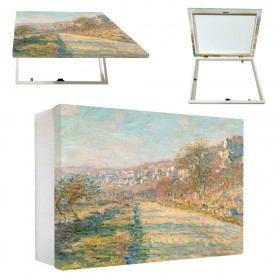 Tapacontador horizontal blanco con una reproducción de Monet