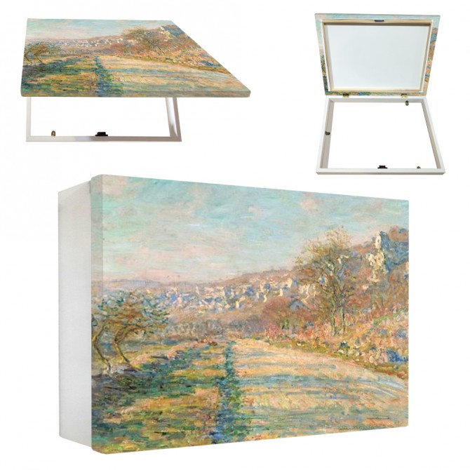 Tapacontador horizontal blanco con una reproducción de Monet