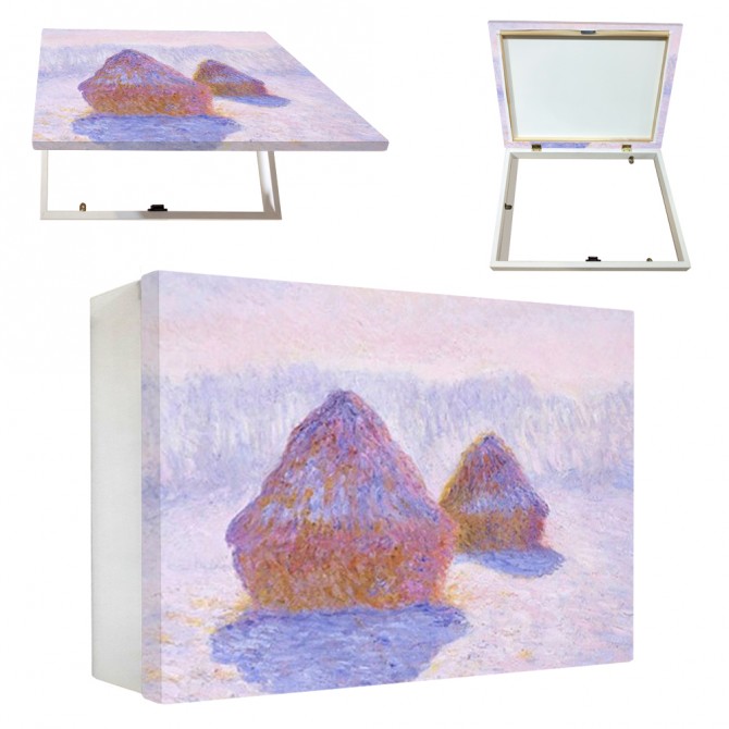 Tapacontador horizontal blanco con cuadro de Monet