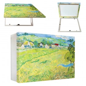 Tapacontador horizontal blanco con cuadro de un paisaje de Van Gogh