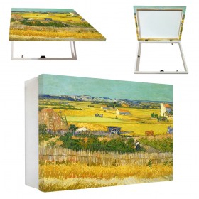 Tapacontador horizontal blanco con paisaje rural de Van Gogh