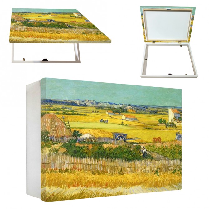 Tapacontador horizontal blanco con paisaje rural de Van Gogh - Cuadrostock