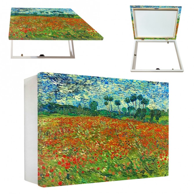 Tapacontador horizontal blanco cuadro de paisaje de amapolas de Van Gogh - Cuadrostock