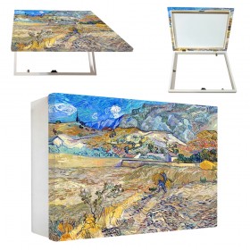 Tapacontador horizontal blanco con cuadro de paisaje de Van Gogh