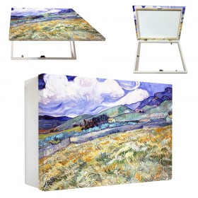 Tapacontador horizontal blanco con cuadro paisaje de Van Gogh