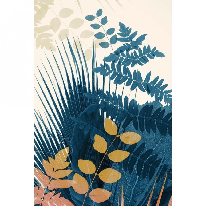 Juego de 3 cuadros de flores modernos- Welcome to the Jungle-Blue - Cuadrostock