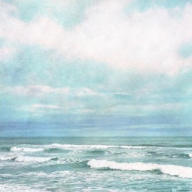 Aqua Ocean Waves Very Peri Blue Sky Watercolor I - Cuadrostock