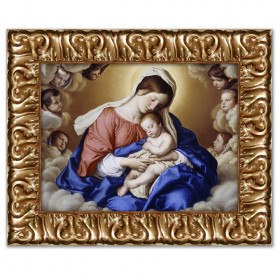 Lienzo con marco dorado - The Madonna and Child In Glory With Cherubs - Cuadrostock