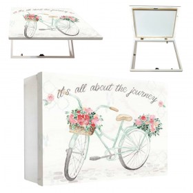 Tapacontador horizontal blanco Bicicleta flores