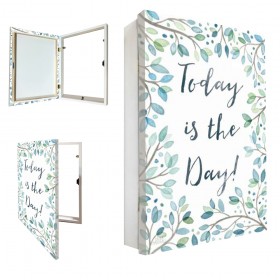 Tapacontador vertical blanco "Today is the day"