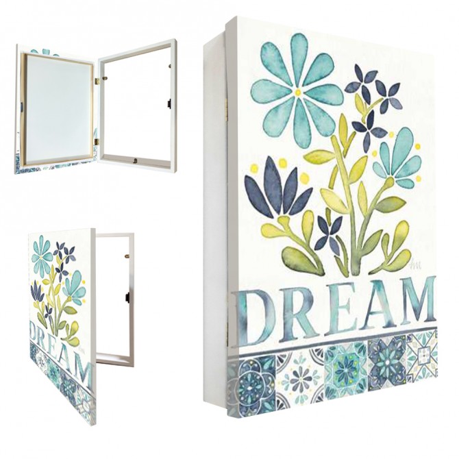 Tapacontador vertical blanco con cuadro de flores y "Dream" - Cuadrostock
