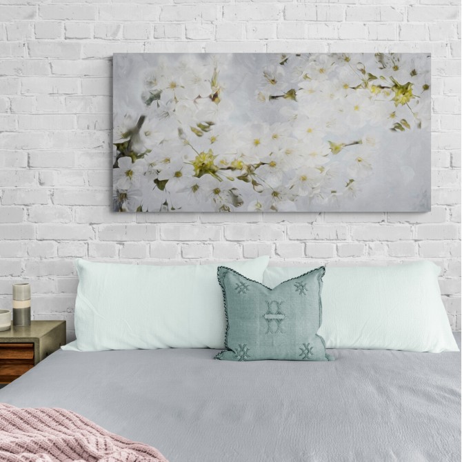 Cuadro para dormitorio - More White Flowers In Grey - Cuadrostock