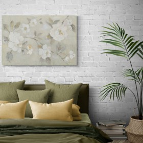 Romantic Spring Flowers I White Horizontal