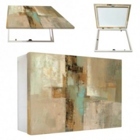 OFERTA Tapa contador luz horizontal cajón blanco con cuadro abstracto - Cuadrostock
