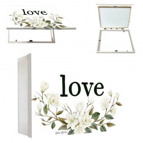 OFERTA Tapa contador horizontal blanco con flores y texto "love" - Cuadrostock