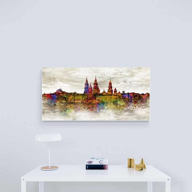 JF-0119-GR2 Cuadro Skyline Santiago de Compostela COLORES
