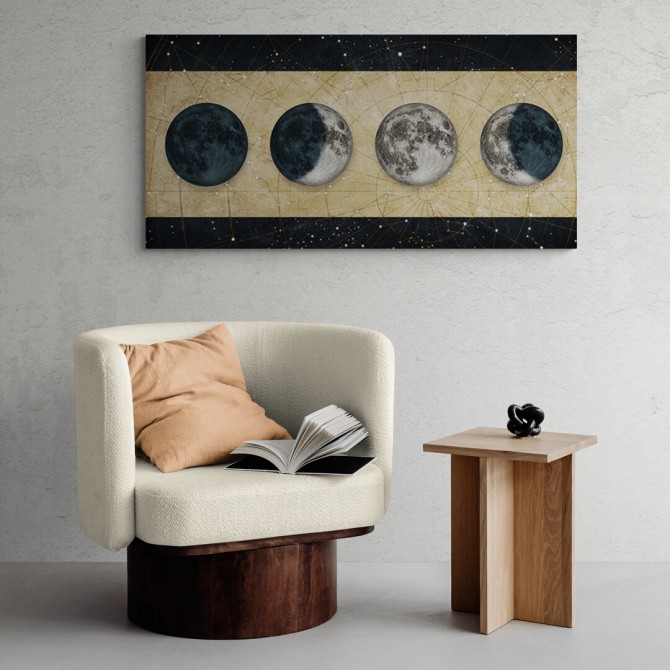 MFZ-0024 Cuadro Fases de la Luna DORADO con barras NEGRO