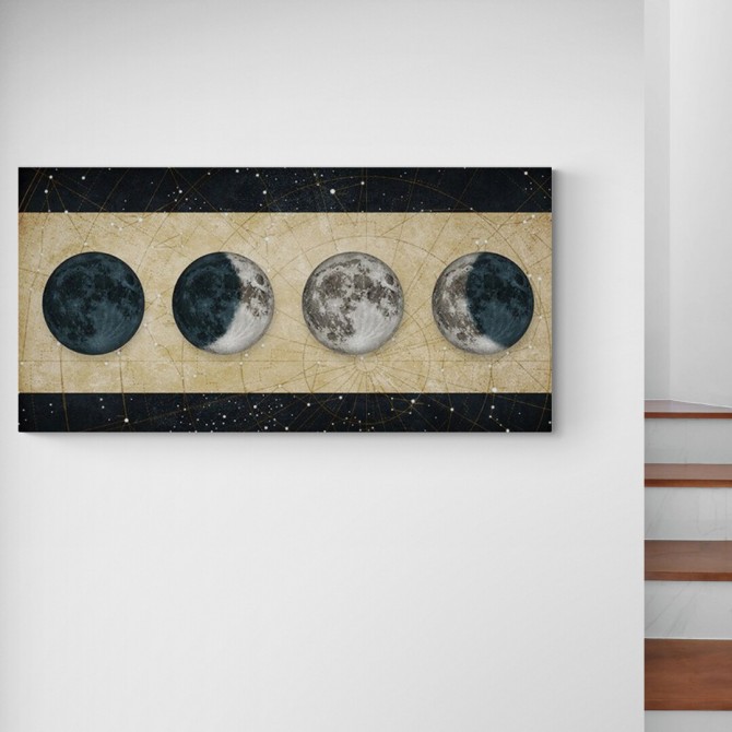 MFZ-0024 Cuadro Fases de la Luna DORADO con barras NEGRO