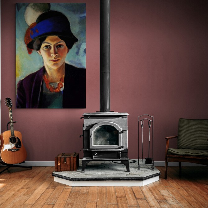 Portrait of the wife of the artist with a hat by Macke