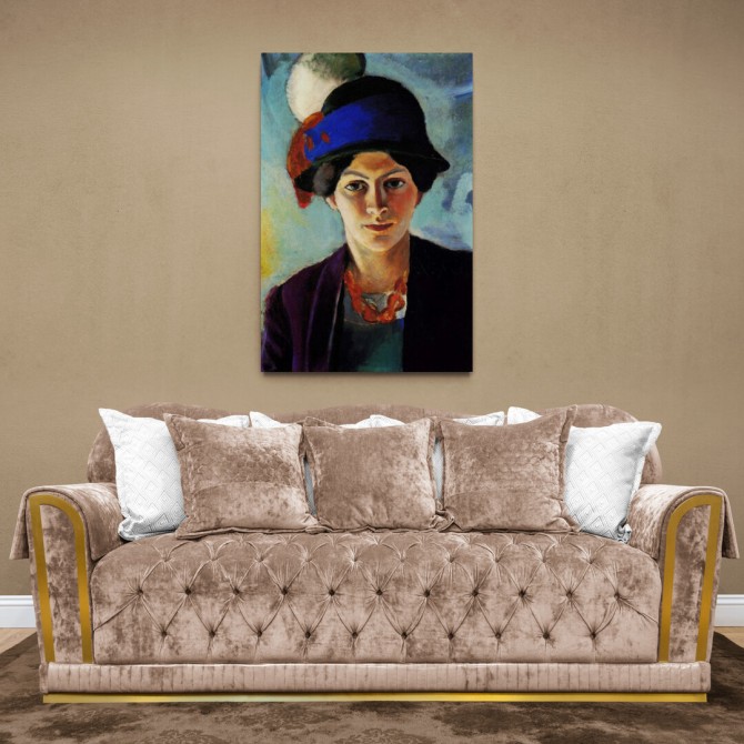 Portrait of the wife of the artist with a hat by Macke