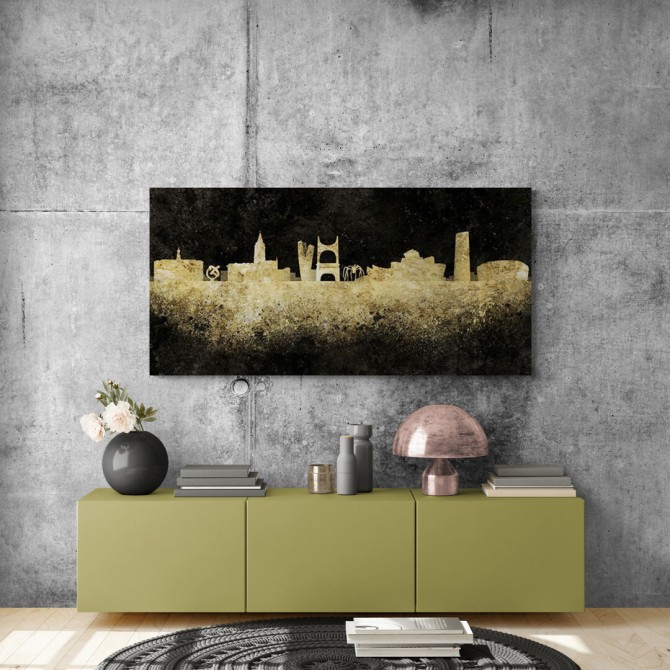 JF-0118-GR2 Cuadro Skyline Edificios Bilbao NEGRO