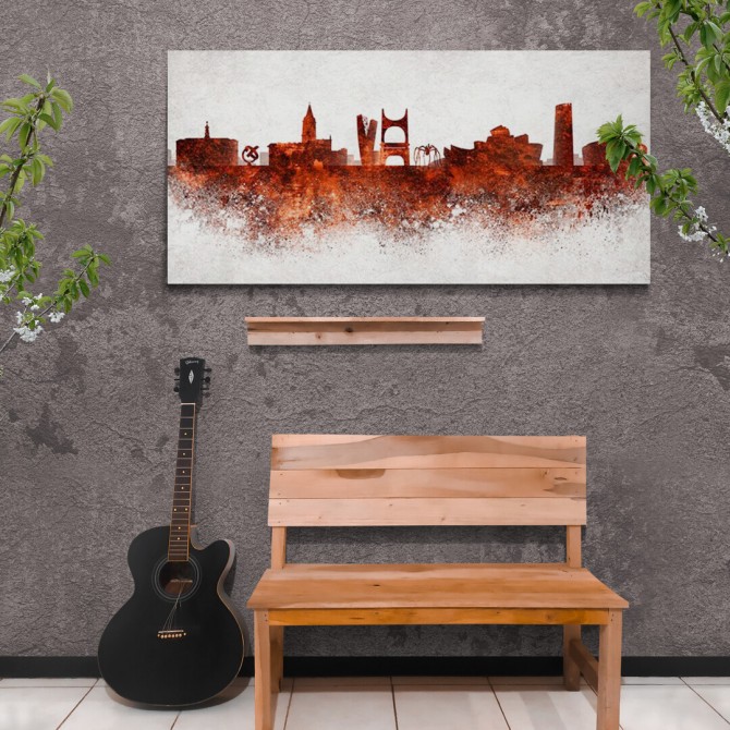 JF-0117-GR2 Cuadro Skyline Edificios Bilbao ROJO