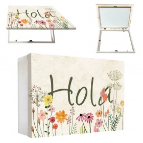 Tapacontador horizontal blanco "Hola"