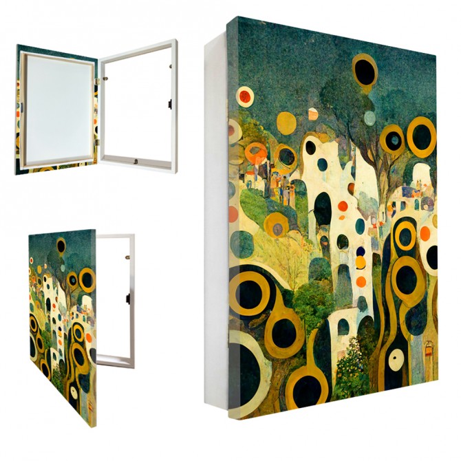 Tapacontador vertical blanco Abstracto - Klimt_02 - Cuadrostock