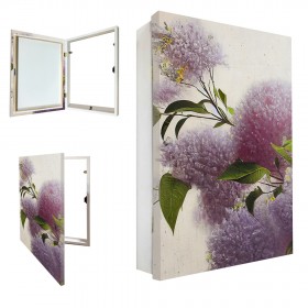 Tapacontador vertical blanco con cuadro de flores lilas 03 - Cuadrostock