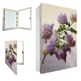 Tapacontador vertical blanco con cuadro de flores lilas 06 - Cuadrostock