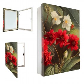 Tapacontador vertical blanco con cuadro de flores color rojas 05 - Cuadrostock
