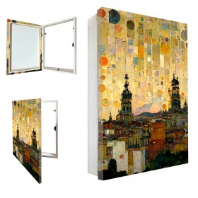 Tapacontador vertical blanco con cuadro de Madrid 27