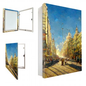 Tapacontador vertical blanco con cuadro de Madrid 33