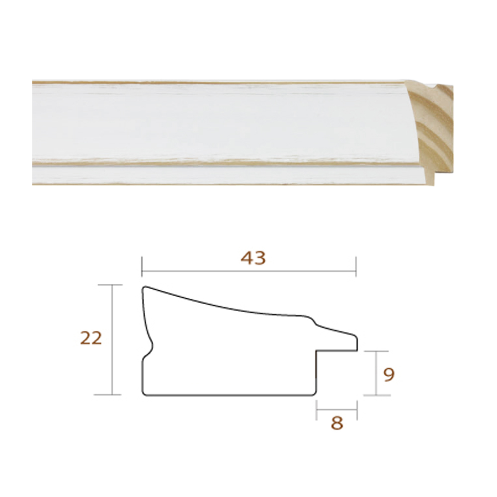 Marco cláscio de madera de color balnco